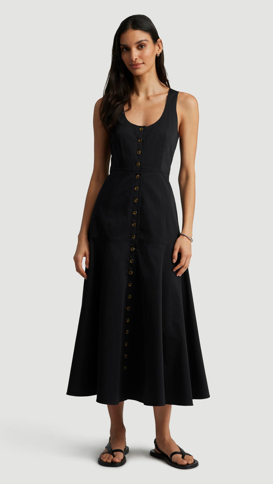 Marcy Dress in Cotton Sateen | Black