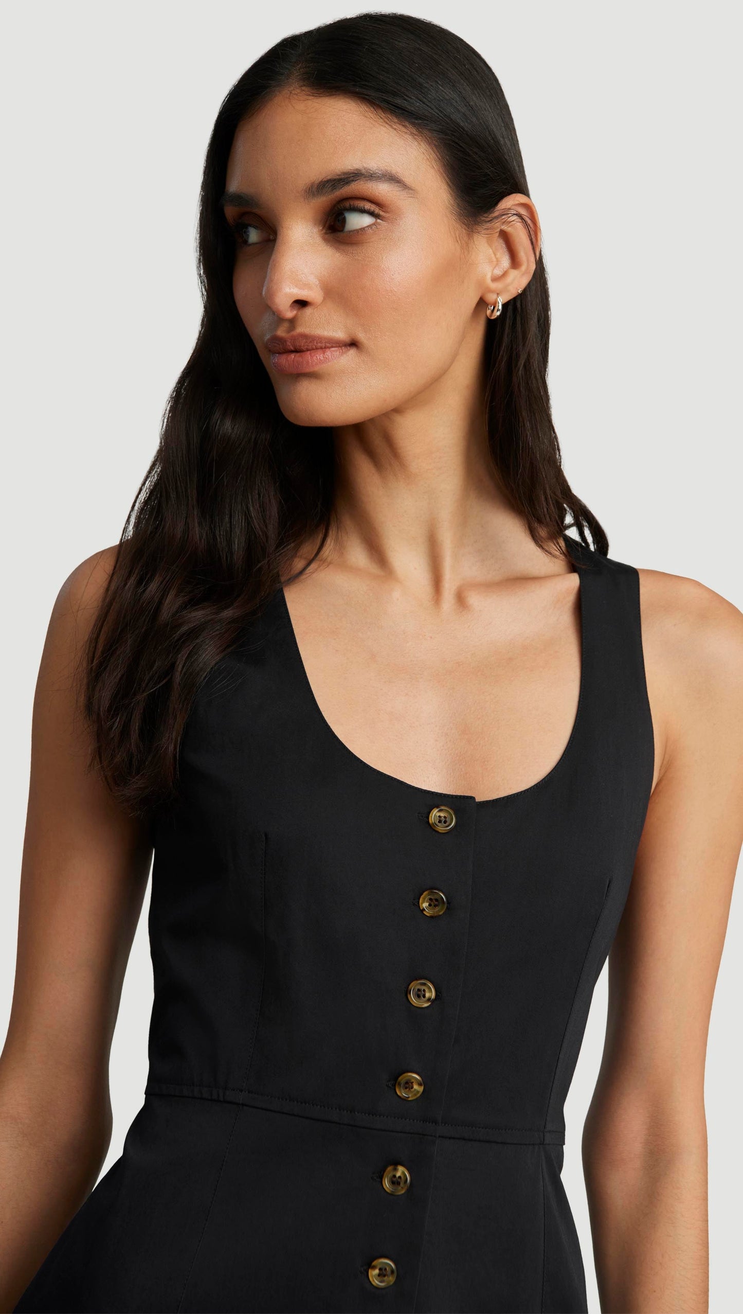 Marcy Dress in Cotton Sateen | Black