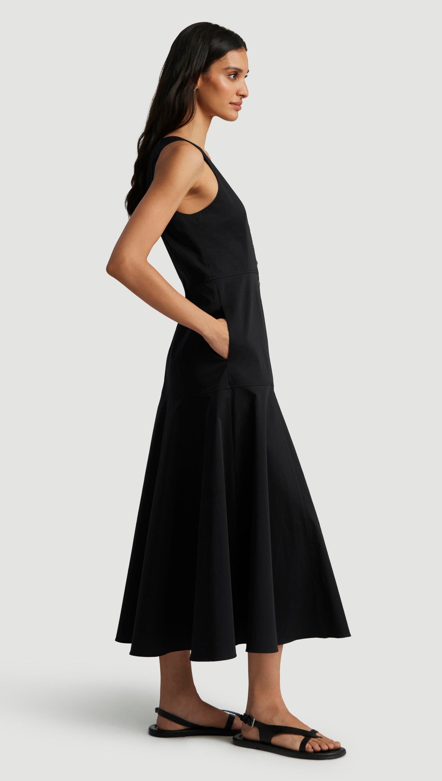 Marcy Dress in Cotton Sateen | Black