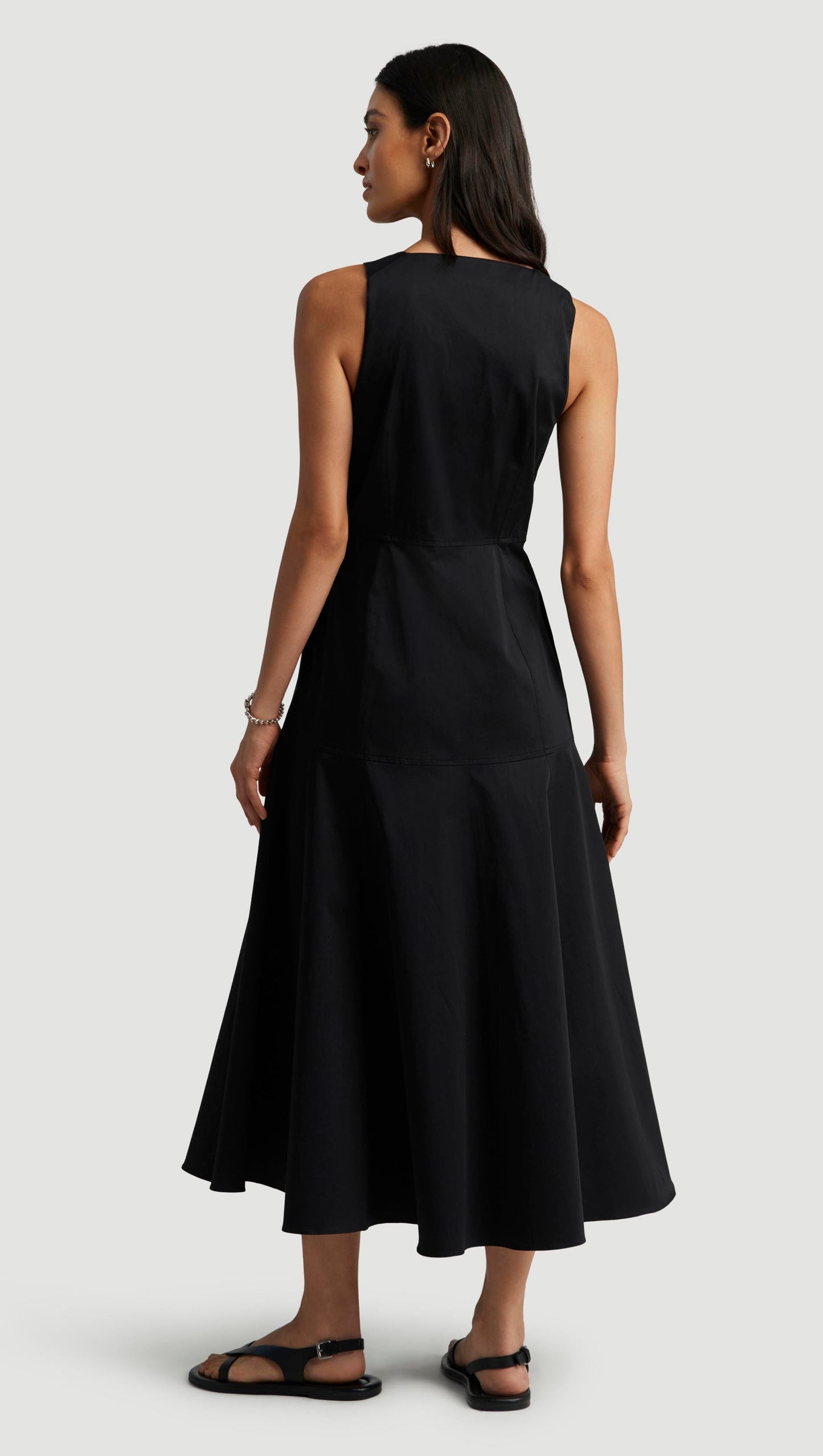 Marcy Dress in Cotton Sateen | Black