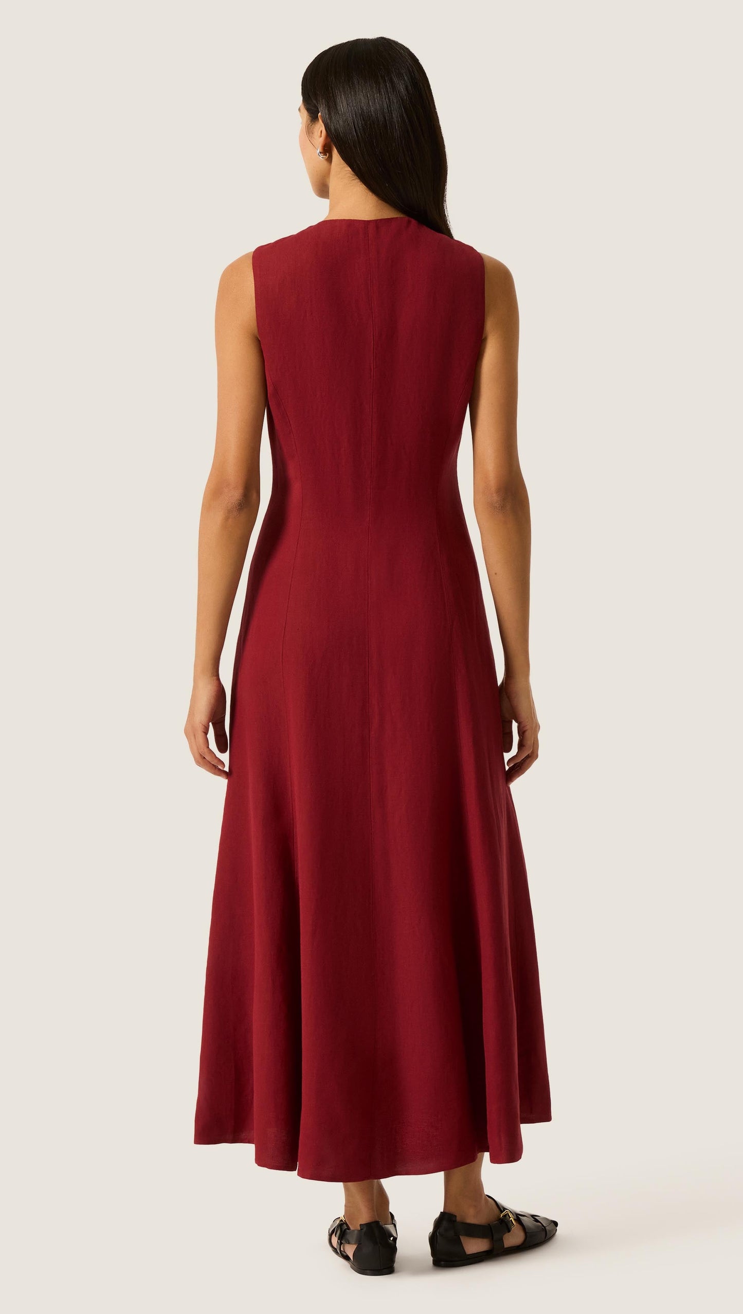 Carroll Dress in Viscose Linen | Maroon