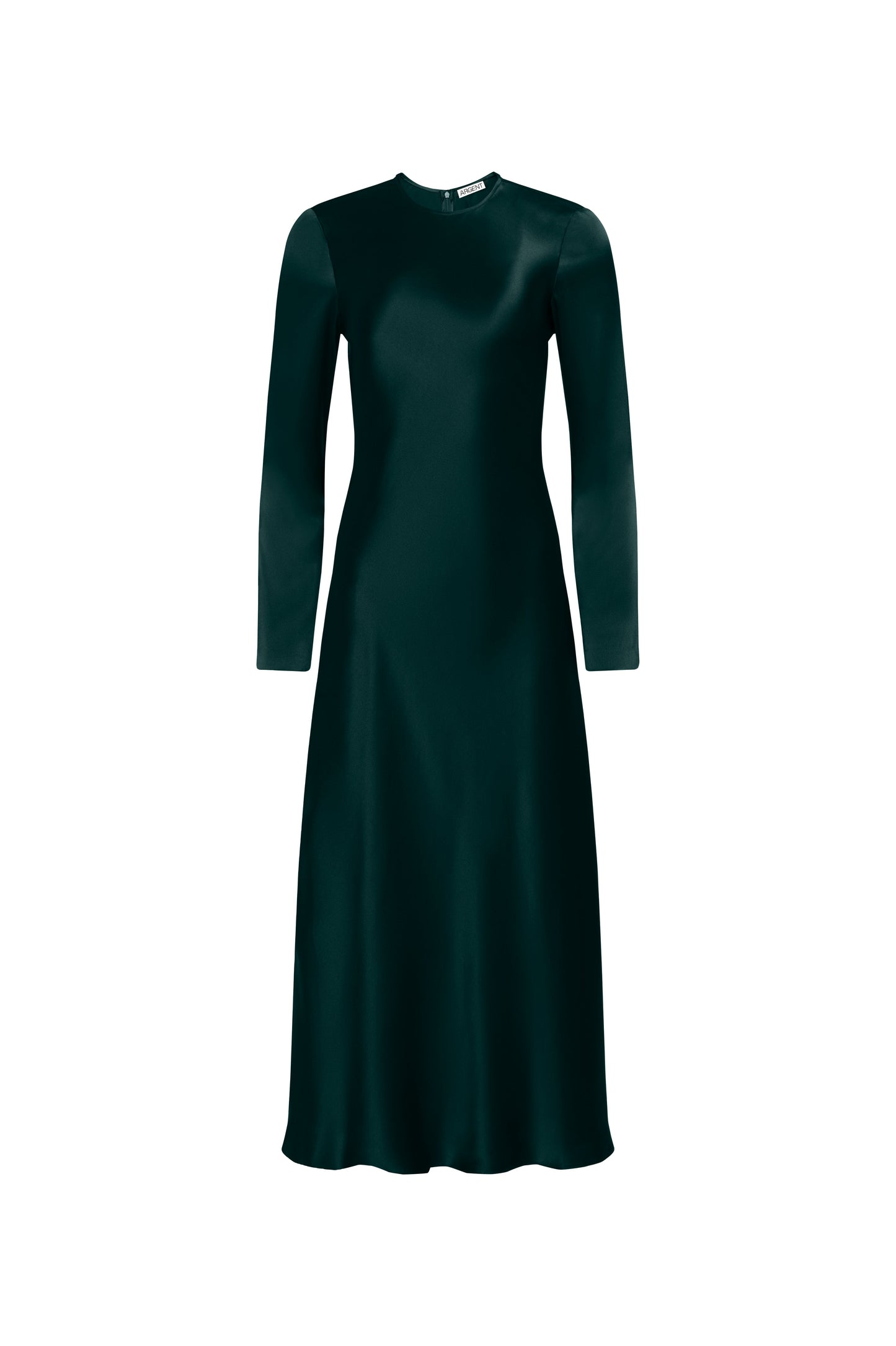 Longsleeve Bias Dress in Silk Charmeuse | Deep Forest
